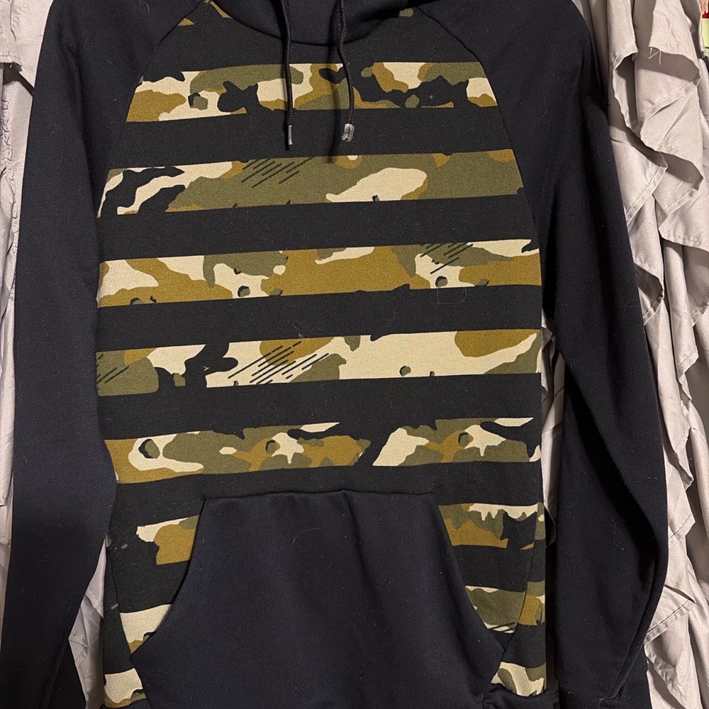 Nike Black and Camouflage Striped Hoodie
